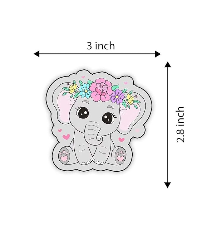 Cute Animal Design Wooden Fridge Magnet for Refrigerator & Almirah Door Magnet  Kitchen & Home Decoration Items  Animal Cartoon Magnet Sticker (Cute Elephant)