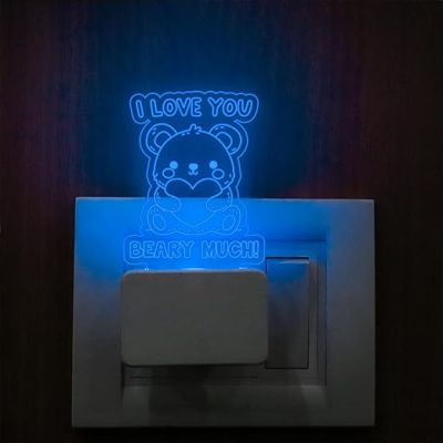 3D Illusion Cute Teddy Night Lamp with Automatic Color Changing Light  I Love You Led Night Lamp  Gift for Birthday Anniversary Valentine Day (Design 2)