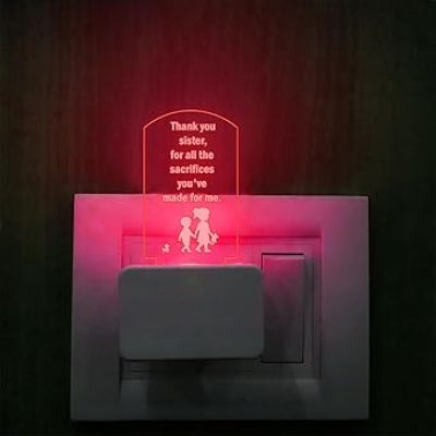 Thankyou Gift for Sister Quote Engraved Plug Night Lamp with 7 Color Changing Light  Gift for Sister  Birthday Gift for Sister  Raksha Bandhan Gift for Sister (Quote 1)