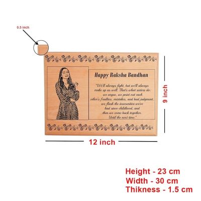 Personalized Raksha Bandhan Wooden Photo Frame  Customized Gift For Rakhi  Engraved Photo Frame  Gift For Brother  Sister  Siblings  Best Gift For Rakhi (9x12 Inch)