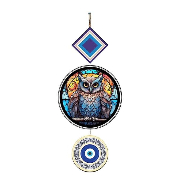 Owl Evil Eye Wall Hanging  Nazar Battu for Home & Office for Positive Energy  Blessing Gift  Door Hanging Wall Decor