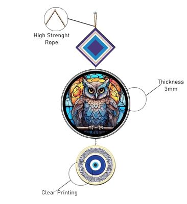 Owl Evil Eye Wall Hanging  Nazar Battu for Home & Office for Positive Energy  Blessing Gift  Door Hanging Wall Decor