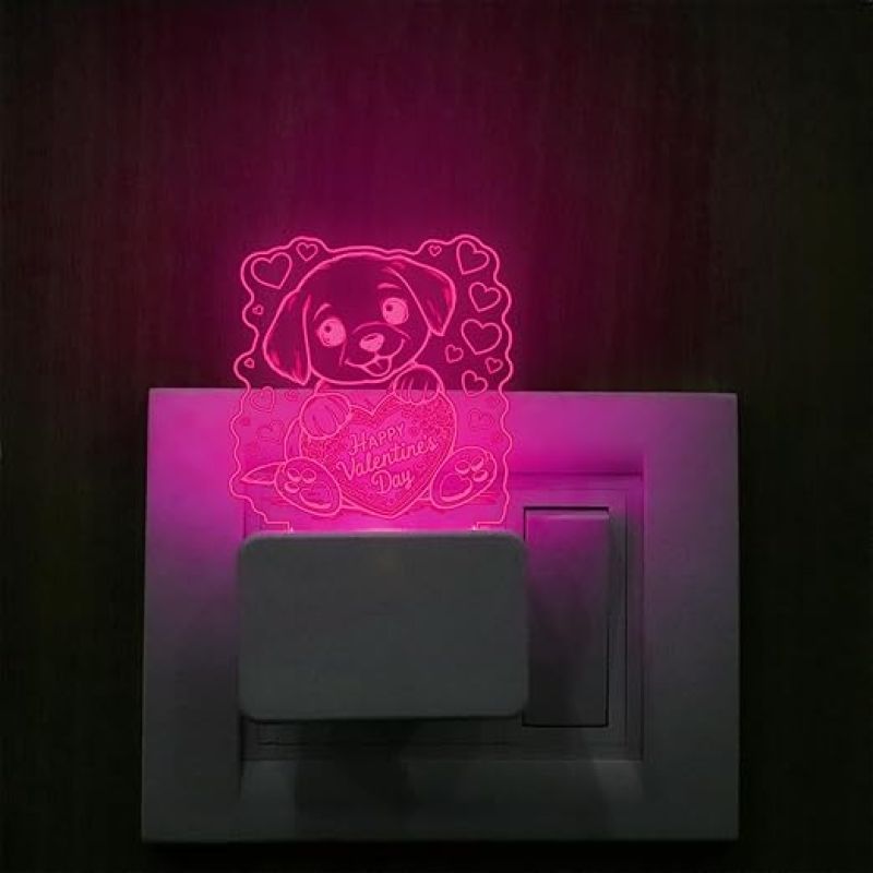 3D Illusion Cute Teddy Night Lamp with Automatic Color Changing Light  I Love You Led Night Lamp  Gift for Birthday Anniversary Valentine Day (Design 3)