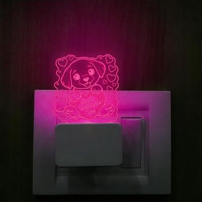 3D Illusion Cute Teddy Night Lamp with Automatic Color Changing Light  I Love You Led Night Lamp  Gift for Birthday Anniversary Valentine Day (Design 3)