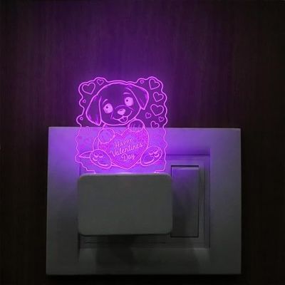 3D Illusion Cute Teddy Night Lamp with Automatic Color Changing Light  I Love You Led Night Lamp  Gift for Birthday Anniversary Valentine Day (Design 3)