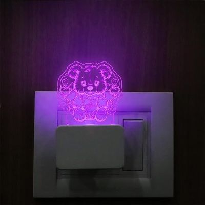 3D Illusion Cute Teddy Night Lamp with Automatic Color Changing Light  I Love You Led Night Lamp  Gift for Birthday Anniversary Valentine Day (Design 4)