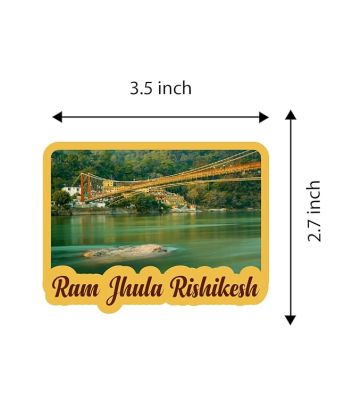Rishikesh Fridge Magnet for Refrigerator Whiteboard, Kitchen, and Office Indian Souvenir Fridge Magnet Refrigerator Door Stickers Magnet (Ram Jhula)