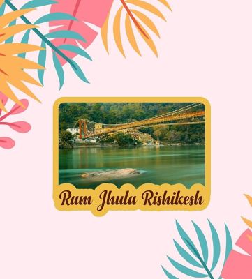 Rishikesh Fridge Magnet for Refrigerator Whiteboard, Kitchen, and Office Indian Souvenir Fridge Magnet Refrigerator Door Stickers Magnet (Ram Jhula)