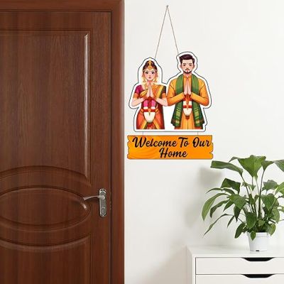 Welcome To Our Home Decorative Wall Art  Wall Decoration Items for Living Room  Home Decor Items for Living Room  Front Door Wall Hanging  Modern House Decoration Item For Gift