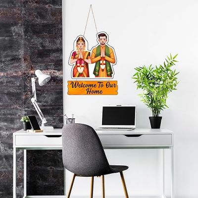 Welcome To Our Home Decorative Wall Art  Wall Decoration Items for Living Room  Home Decor Items for Living Room  Front Door Wall Hanging  Modern House Decoration Item For Gift
