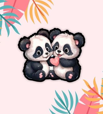 Cartoon Fridge Magnet for Kids  Gift and Decoration  Attractive Cartoon Theme Magnet for Indoor Decoration  Home & Kitchen Decor Stickers (Cute Two Panda)