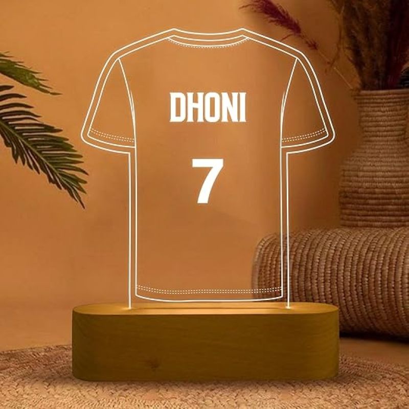 3D Illusion Personalized Cricket Jersey Night Lamp with Warm White Light  Gift for Cricket Lover  Cricket Fan Night Lamp  Gift for Birthday