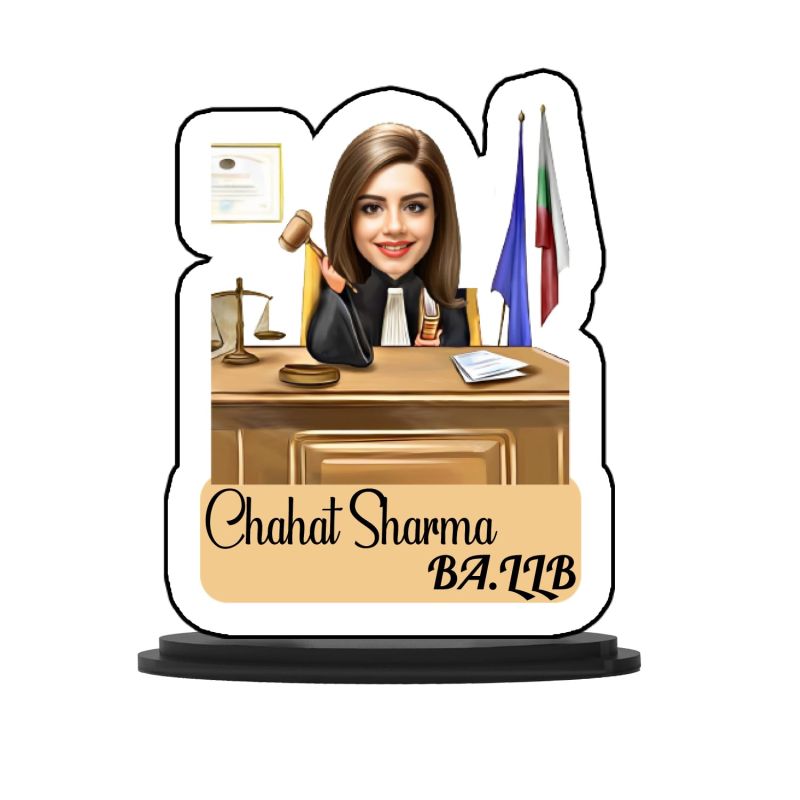 Personalized Caricature Gift  Customized With Name  Caricature Photo Frame Unique Design (Judge Caricature)