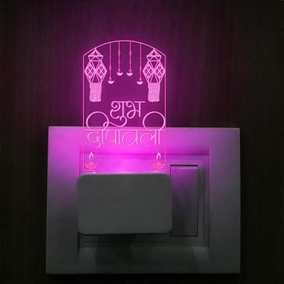 Happy Diwali Engraved Plug Night Lamp with 7 Color Changing Light  Home & Office Decor Light  Diwali Gift for Employees & Family  Diwali Wishing Gift (Design 7)