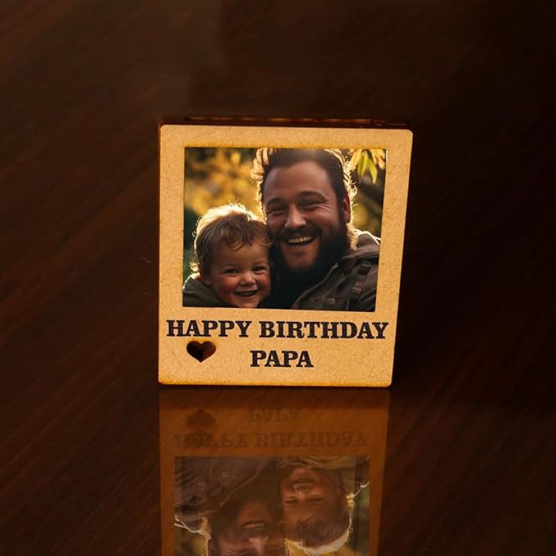 Happy Birthday Papa Mdf Wood Photo frame Fridge Magnet Cutout For Home Decoration Painting, DIY, Art & Craft Gift For Dad | Birthday Gift For Papa