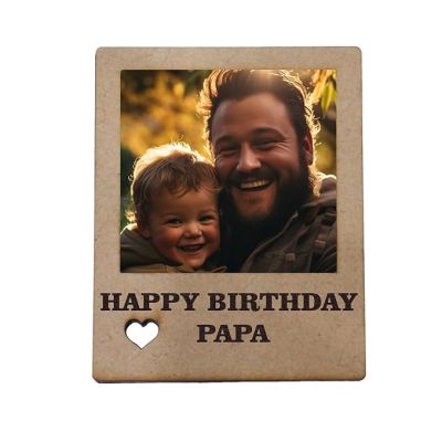 Happy Birthday Papa Mdf Wood Photo frame Fridge Magnet Cutout For Home Decoration Painting, DIY, Art & Craft Gift For Dad | Birthday Gift For Papa