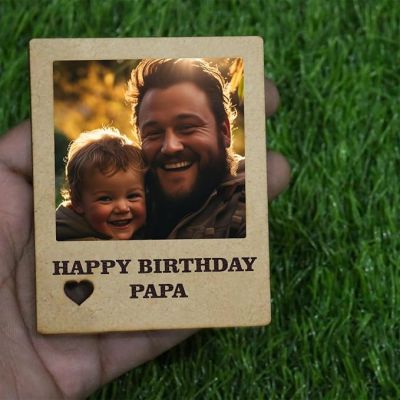 Happy Birthday Papa Mdf Wood Photo frame Fridge Magnet Cutout For Home Decoration Painting, DIY, Art & Craft Gift For Dad | Birthday Gift For Papa