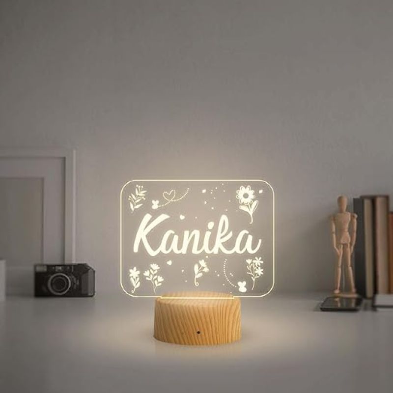 Personalized Name Led Lamp 3D Illusion Table Light Customized Birthday Gift for Husband Wife Girlfriend Boyfriend Office Friend  Warm White Light