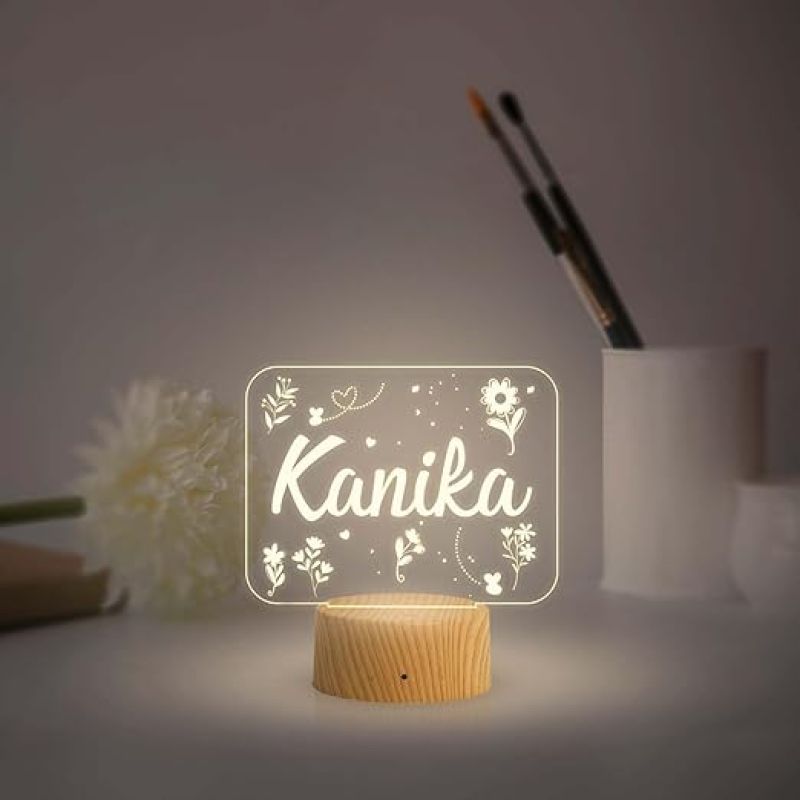 Personalized Name Led Lamp 3D Illusion Table Light Customized Birthday Gift for Husband Wife Girlfriend Boyfriend Office Friend  Warm White Light