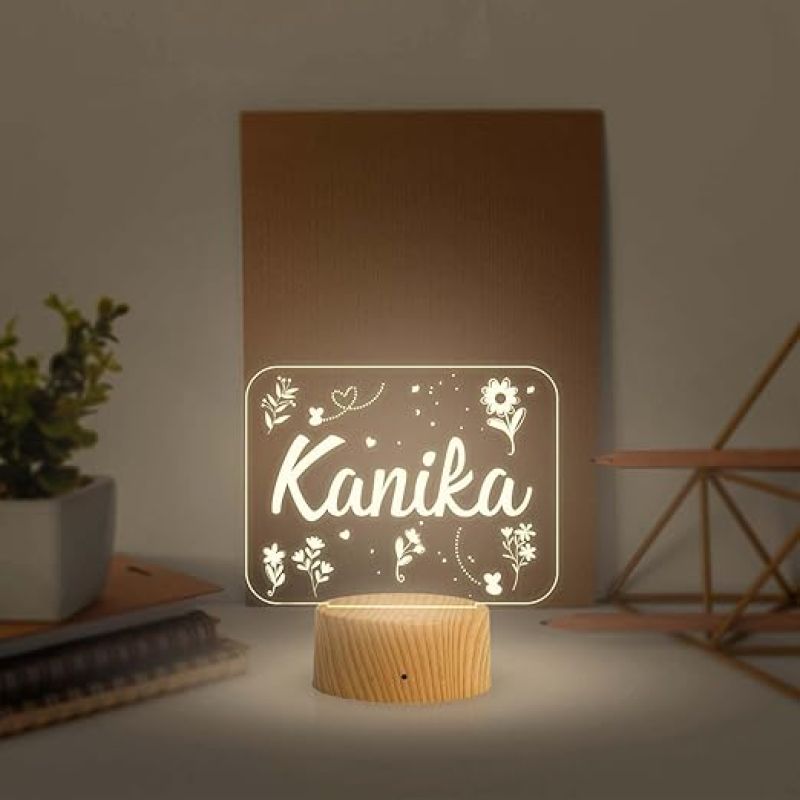 Personalized Name Led Lamp 3D Illusion Table Light Customized Birthday Gift for Husband Wife Girlfriend Boyfriend Office Friend  Warm White Light