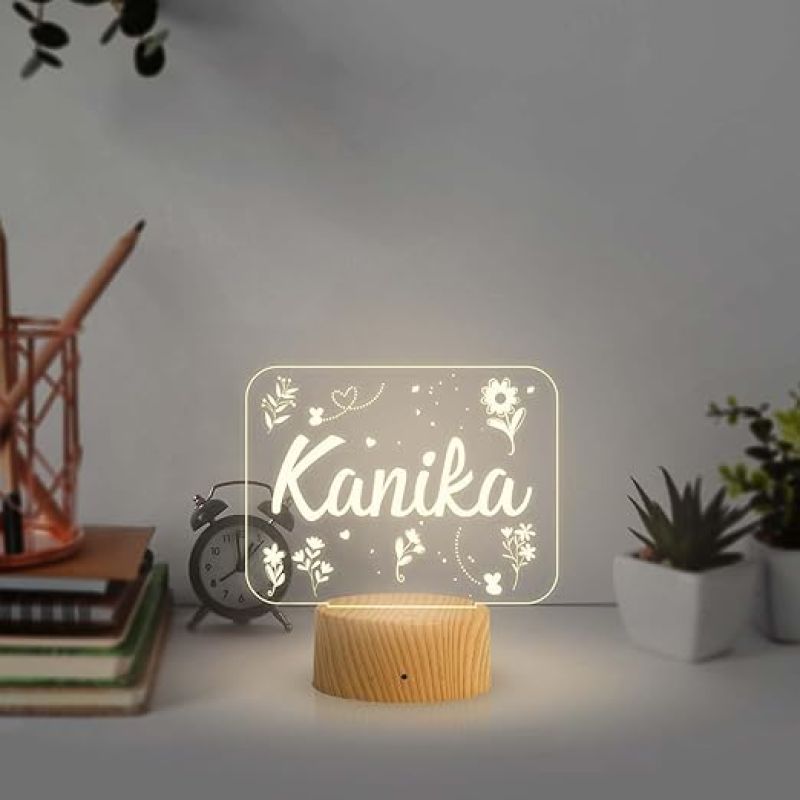 Personalized Name Led Lamp 3D Illusion Table Light Customized Birthday Gift for Husband Wife Girlfriend Boyfriend Office Friend  Warm White Light