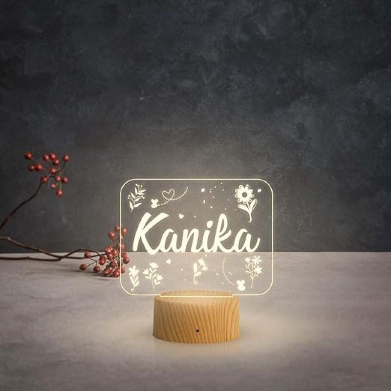 Personalized Name Led Lamp 3D Illusion Table Light Customized Birthday Gift for Husband Wife Girlfriend Boyfriend Office Friend  Warm White Light