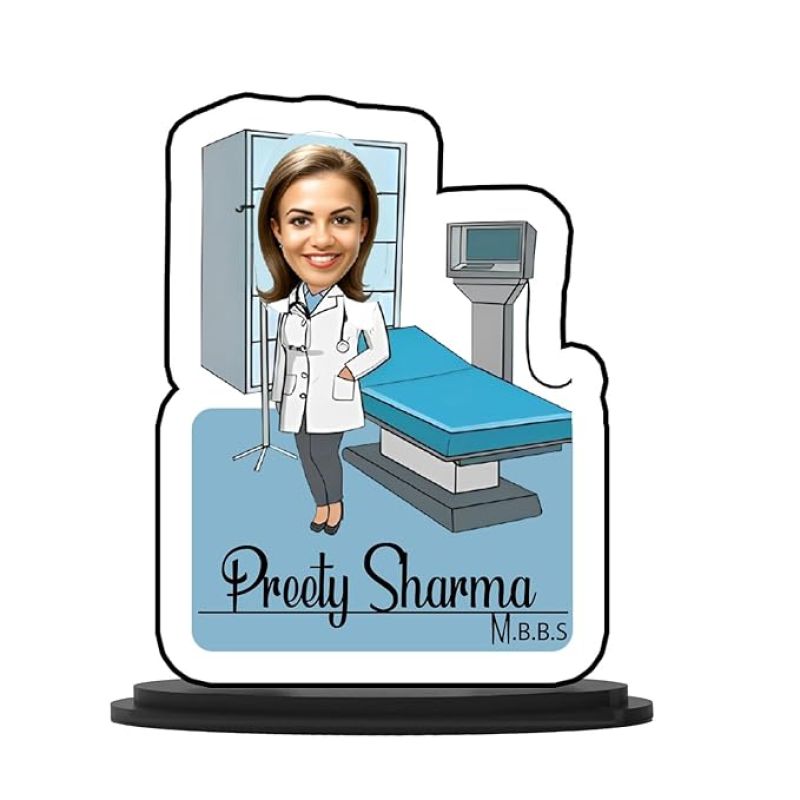 Personalized Caricature Gift  Customized With Name  Caricature Photo Frame Unique Design (MBBS Doctor Caricature)