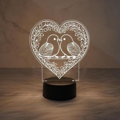 Cute 2 Birds Night Lamp  Warm White Light   Animal Night Light for Boys and Girls  Gift for Loveable Person  Bedroom Décor Light