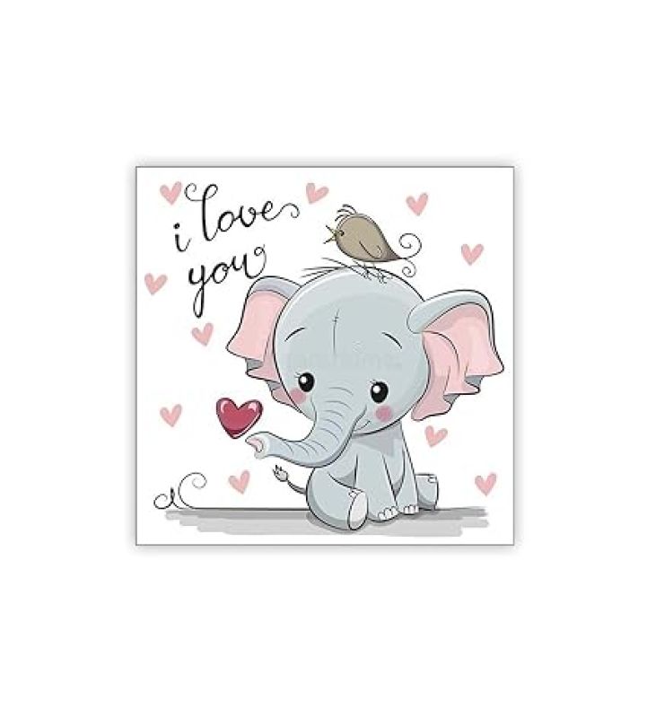 Cute Animal Design Wooden Fridge Magnet for Refrigerator & Almirah Door Magnet  Kitchen & Home Decoration Items  Animal Cartoon Magnet Sticker (I Love Elephant)