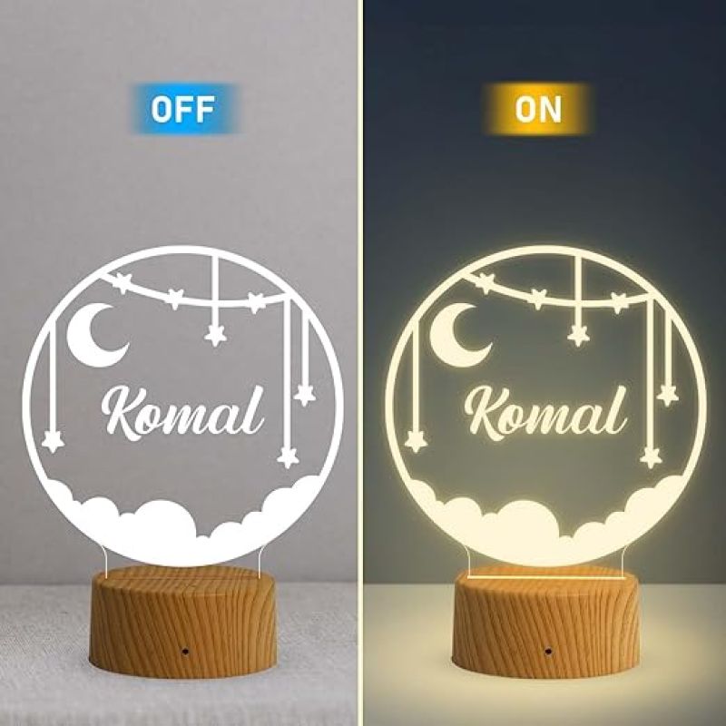 Personalized Name Led Lamp 3D Illusion Table Light Customized Birthday Gift for Husband Wife Girlfriend Boyfriend Office Friend  Warm White Light  (Design 9)