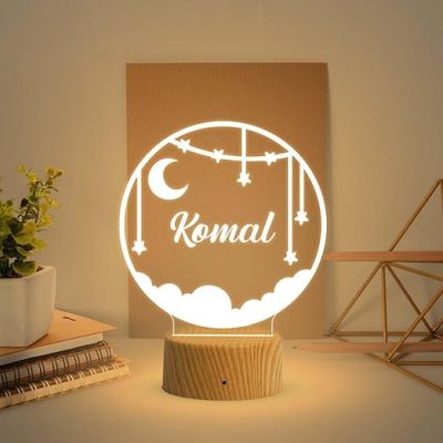 Personalized Name Led Lamp 3D Illusion Table Light Customized Birthday Gift for Husband Wife Girlfriend Boyfriend Office Friend  Warm White Light  (Design 9)