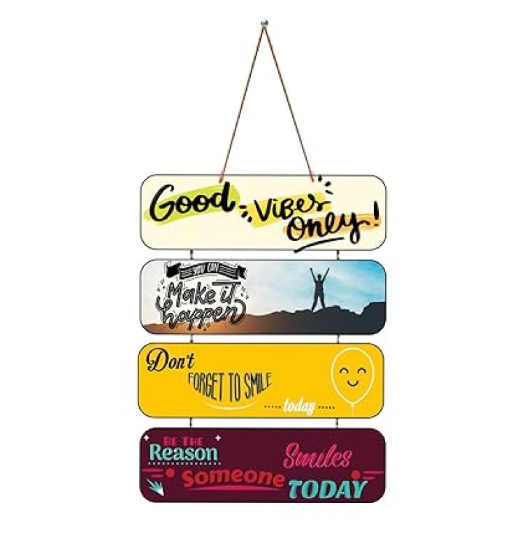 Motivational Quotes Printed Decorative Wall Hanging for Living Room  Bedroom  Office  Gift  Decoration Items for Home  Wall Art For Hall  Modern Wall Decoration (Good Vibes Only)