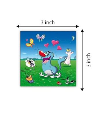 Cartoon Fridge Magnet for Kids  Gift and Decoration  Attractive Cartoon Theme Magnet for Indoor Decoration  Home & Kitchen Decor Stickers (Oggy and The Cockroaches 1)