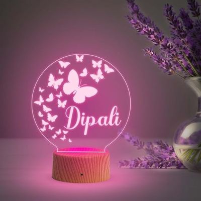 Personalized Name Led Lamp 3D Illusion Table Light Customized Birthday Gift for Husband Wife Girlfriend Boyfriend Office Friend  Multicolored Light (Name Lamp 4)