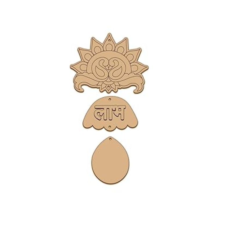 Shubh Labh Design Wooden Cutouts for Diwali Decorations  MDF Cutouts for Art and Craft MDF Hanging Cutouts  Festival Decoration (Subh Labh)