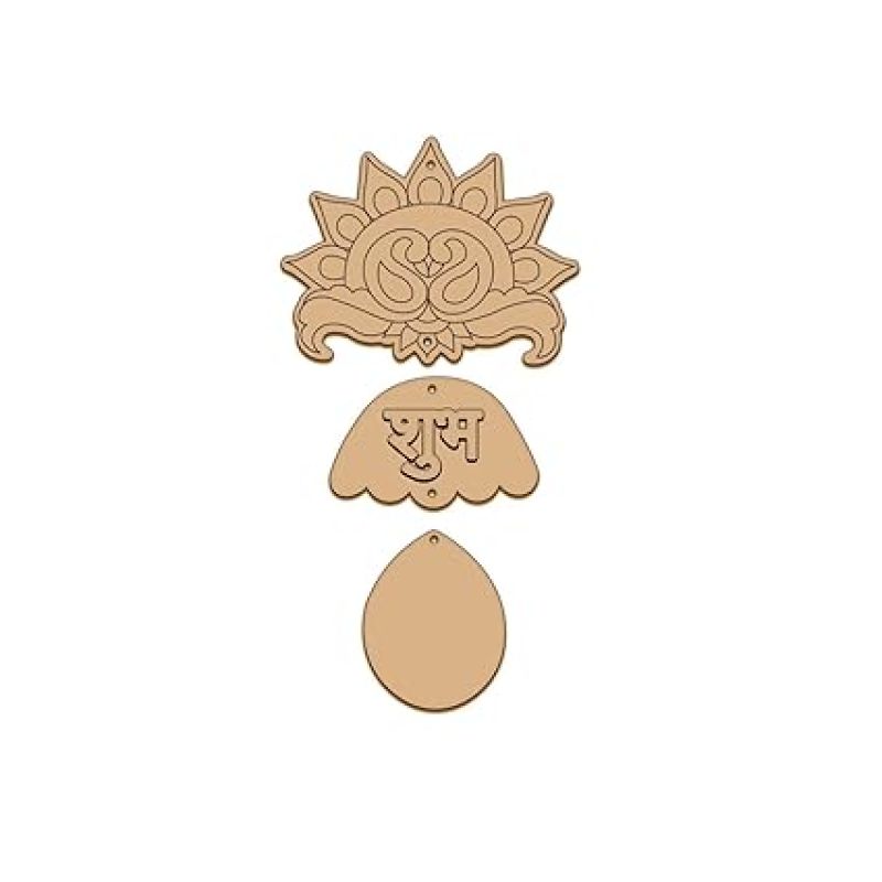 Shubh Labh Design Wooden Cutouts for Diwali Decorations  MDF Cutouts for Art and Craft MDF Hanging Cutouts  Festival Decoration (Subh Labh)