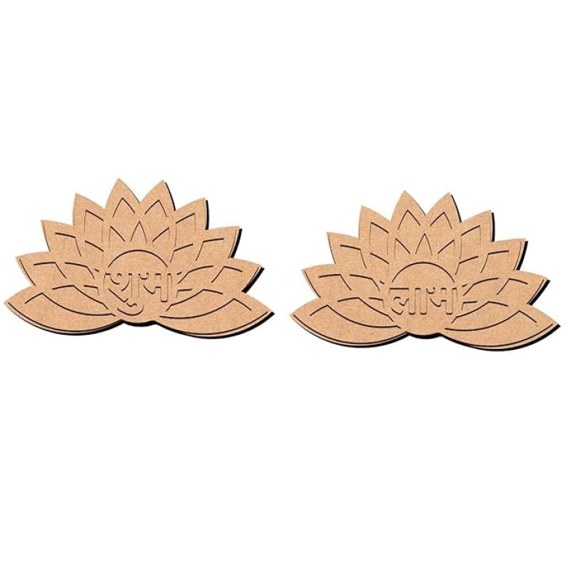 Shubh Labh with Lotus Design MDF Cutout for Diwali Decoration, DIY Projects, Art & Craft