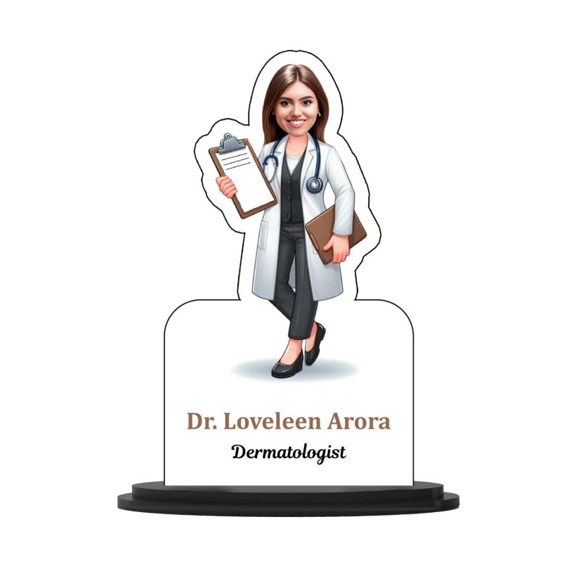 Personalized Caricature For Dermatologist Doctor  Table Decor Item  Thankyou Gift For Doctor  Caricature Photo Frame Unique Design Customized Gift for Doctor