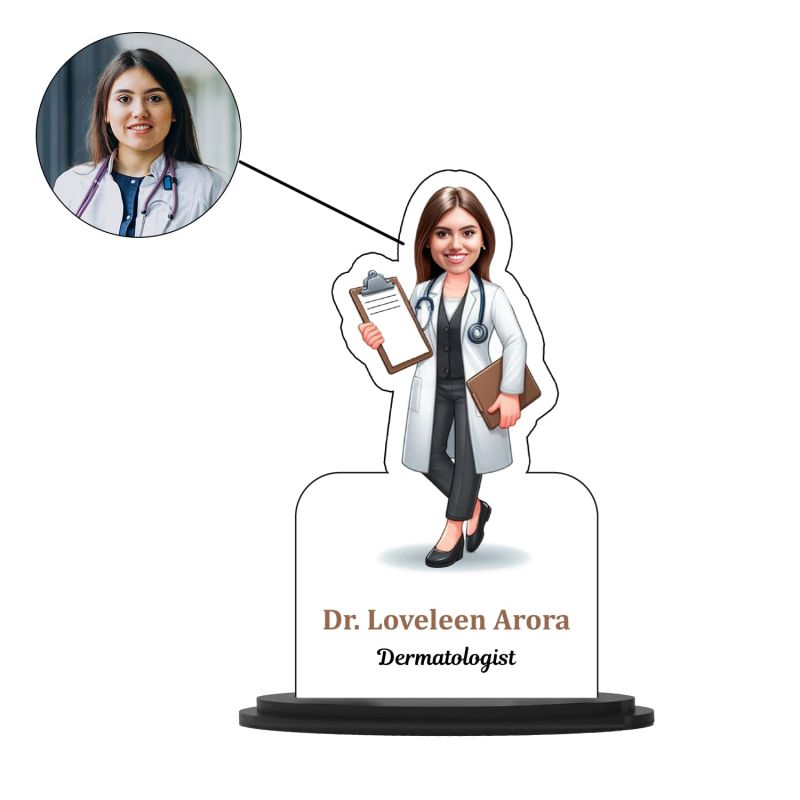 Personalized Caricature For Dermatologist Doctor  Table Decor Item  Thankyou Gift For Doctor  Caricature Photo Frame Unique Design Customized Gift for Doctor