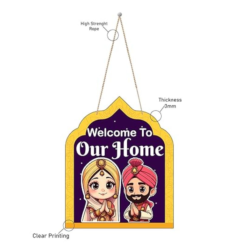 Welcome To Our Home Decorative Wall Art  Wall Decoration Items for Living Room  Home Decor Items for Living Room  Front Door Wall Hanging  Modern House Decoration Item For Gift