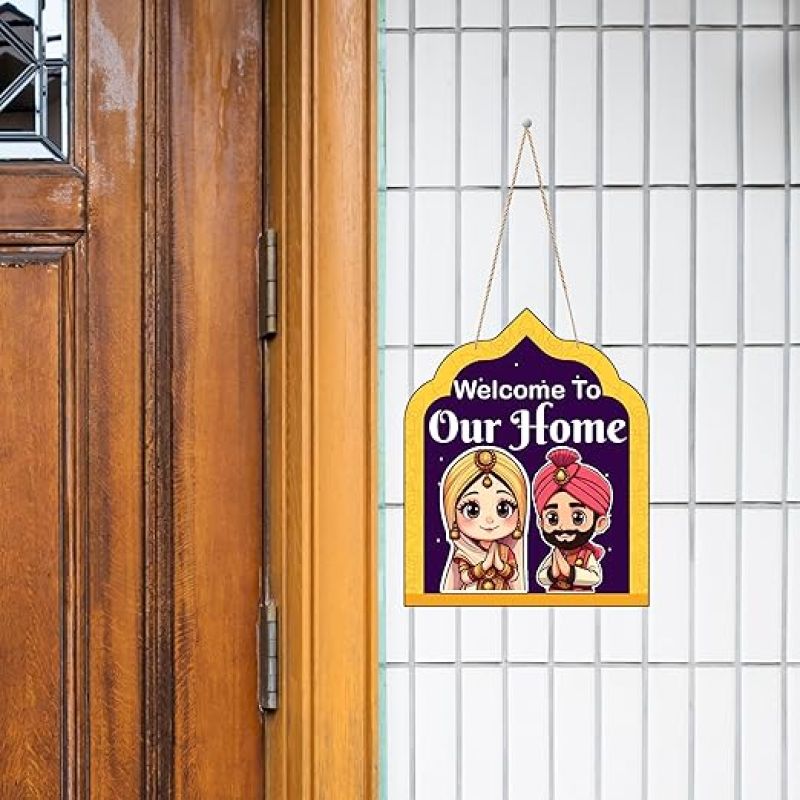 Welcome To Our Home Decorative Wall Art  Wall Decoration Items for Living Room  Home Decor Items for Living Room  Front Door Wall Hanging  Modern House Decoration Item For Gift