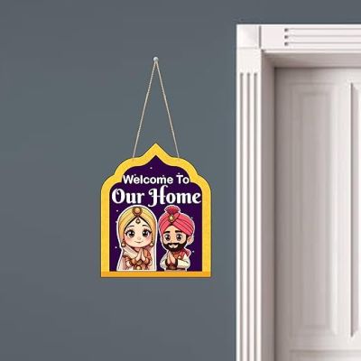 Welcome To Our Home Decorative Wall Art  Wall Decoration Items for Living Room  Home Decor Items for Living Room  Front Door Wall Hanging  Modern House Decoration Item For Gift