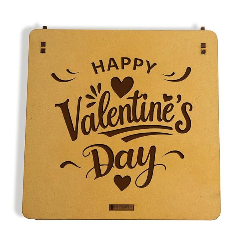 Happy Valentines Day Wooden Box With 20 Message Hearts  Valentine Gift for Girlfriend Boyfriend Husband Wife  Express Your Love For Loveable Person  Valentine Day Gift Box