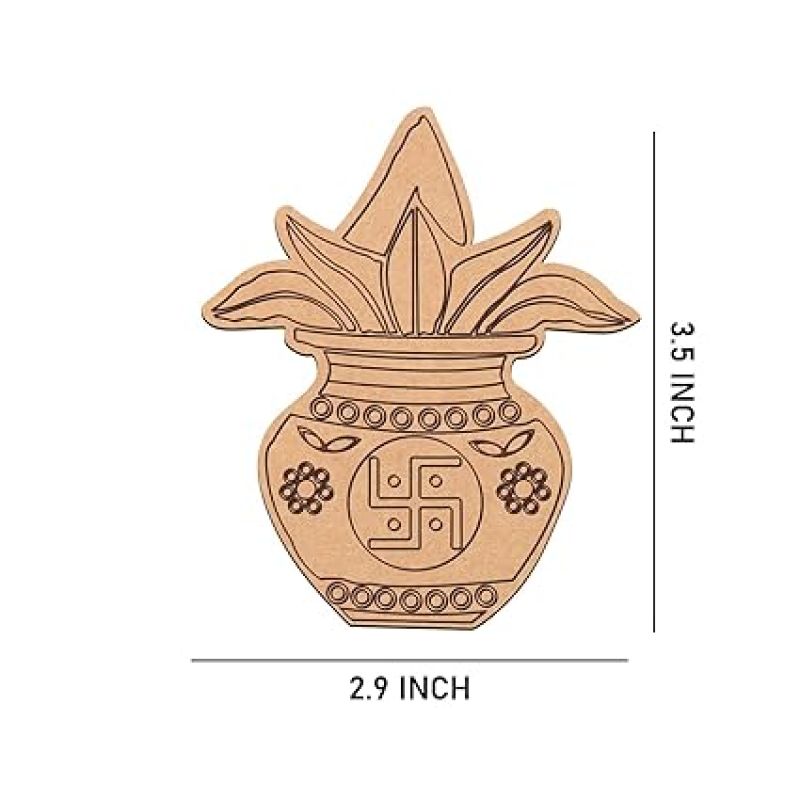 Pack of 5 MDF Wooden Kalash Cutout for DIY Projects, Art and Craft  Diwali & Festival Decoration