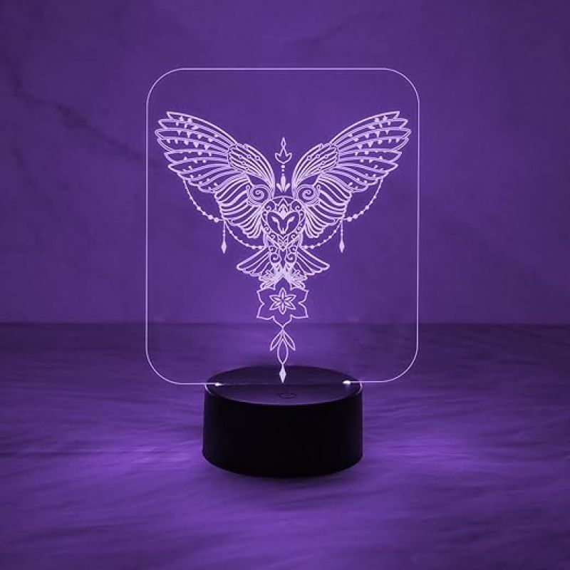 Owl Evil Eyes Acrylic Night Lamp with 7 Color Changing Light  Home Décor Light  Bedside Desk Table Lamp  Automatic Color Changing Light