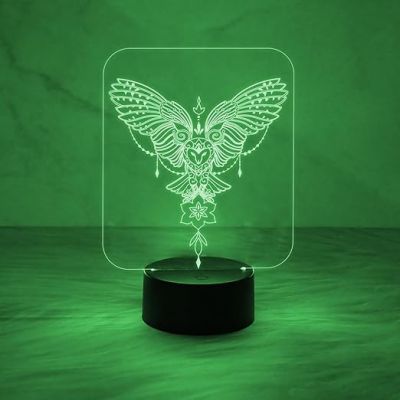 Owl Evil Eyes Acrylic Night Lamp with 7 Color Changing Light  Home Décor Light  Bedside Desk Table Lamp  Automatic Color Changing Light