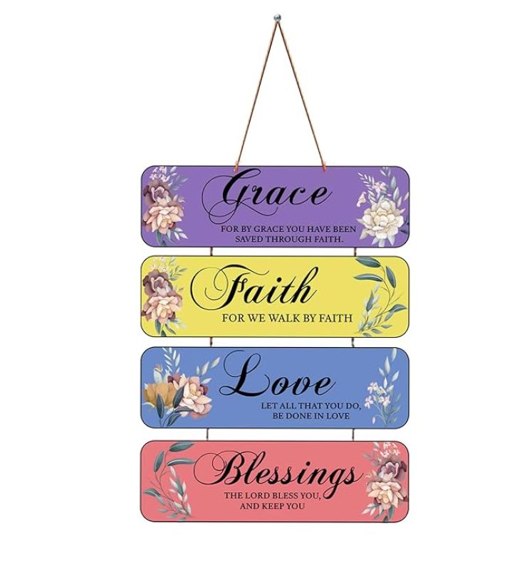 Motivational Quotes Printed Decorative Wall Hanging for Living Room  Bedroom  Office  Gift  Decoration Items for Home  Wall Art For Hall  Modern Wall Decoration (Grace, Faith, Love, Blessings)