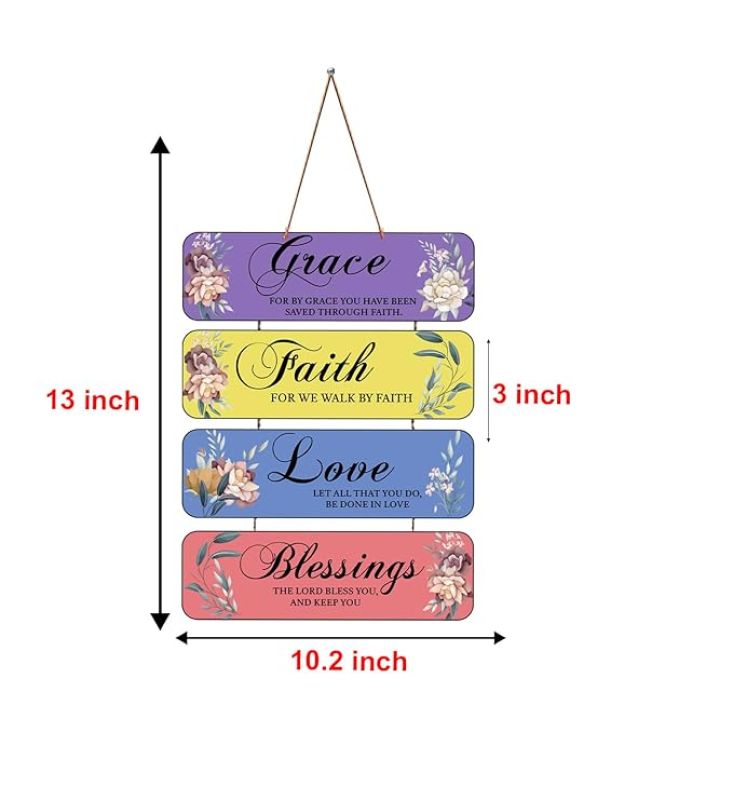 Motivational Quotes Printed Decorative Wall Hanging for Living Room  Bedroom  Office  Gift  Decoration Items for Home  Wall Art For Hall  Modern Wall Decoration (Grace, Faith, Love, Blessings)