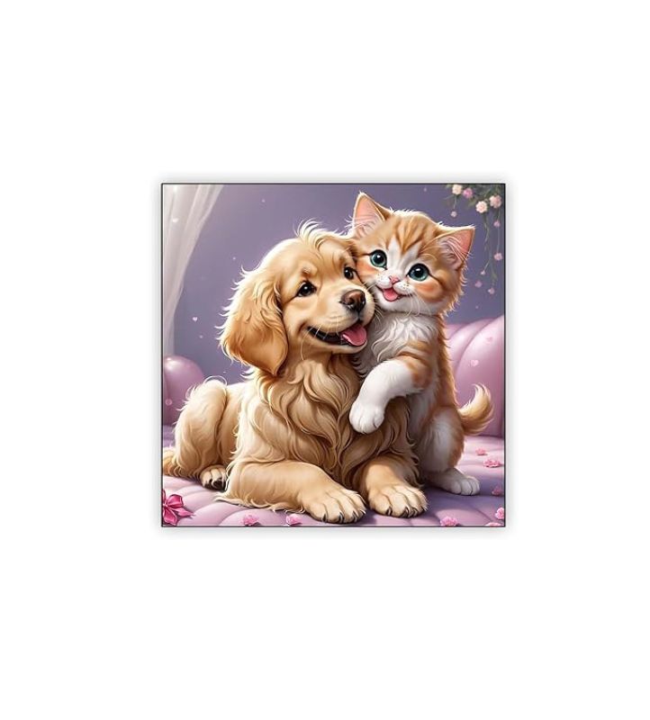 Cute Animal Wooden Fridge Magnet for Home, Kitchen and Office Decoration  Animal Lover Gift  Cartoon Theme Magnet for Kids (Cat & Dog Love)