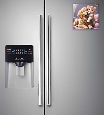 Cute Animal Wooden Fridge Magnet for Home, Kitchen and Office Decoration  Animal Lover Gift  Cartoon Theme Magnet for Kids (Cat & Dog Love)